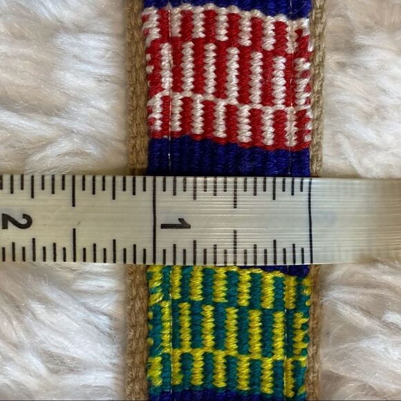 A Tail We Could Wag Colorful Woven and Brown Leather Belt - Picture 6 of 9